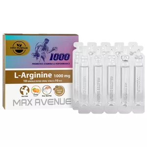 ویال ال آرژنین  با طعم پرتقال مکس اونیو - 1000 میلی گرم بسته 10 عددی