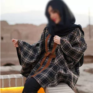 شنل زنانه مه رخ | پارچه پشمی با نوار مخمل کبریتی - سایز: سایز 1