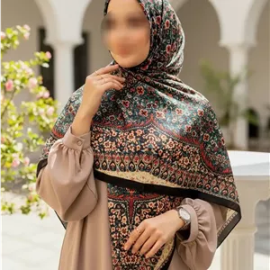 روسری سوپرنخ زنانه | طرح گلستان، رنگ سبز