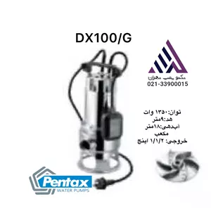 پنتاکس | پمپ لجن کش تمام استیل | مدل DX100G | تکفاز 1 اسب | فلوتردار | خروجی 2 اینچ | هد 10 متر