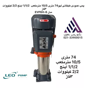 پمپ عمودی طبقاتی لئو  LEO مدل EVP6H-6 | هد 74 متر | دبی 10.5 مترمکعب | 2.2 کیلووات | سه فاز | 1½ اینچ