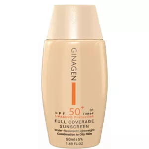 کرم ضد آفتاب ژیناژن رنگی با spf 50 مناسب پوست چرب و مختلط 01 حجم 50 میلی لیتر