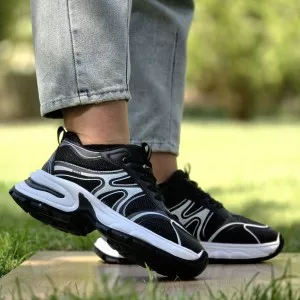 حراج فوق العاده کفش کتونی اسپرت زنانه و دخترانه  مدل مکس رنگ مشکی و سفید بادوام و باشکوه با ارسال رایگان