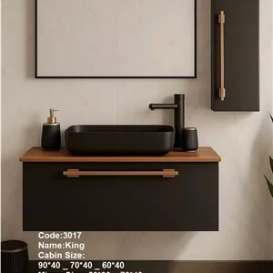 فول ست روشویی کابینتی رابوکا کینگ مشکی90(کابین-آینه-باکس-سنگ)