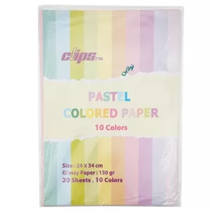 مقوا رنگی روغنی 10 رنگ پاستلی کلیپس بسته 20 عددی سایز B4