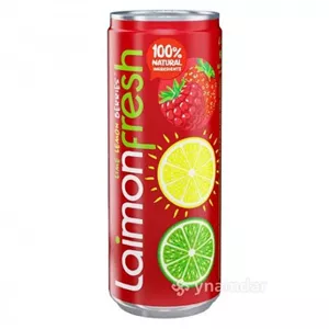 نوشیدنی گازدار Laimon Fresh لایمون فرش با طعم مرکبات و انبه 330 میل