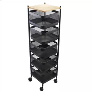 جا سیب زمینی و پیازی مربع توری چوبی آسمان مدل 5 طبقه متحرک چرخ دار 326