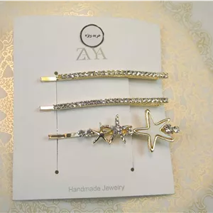 پنس مو طرح گل-نگین دار 2 عددی برند زایا(zaya) کد 700244