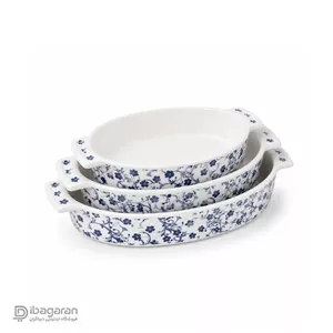 ست 3 عددی مرغ خوری بیضی طرح گل شکوفه آبی و گل بهاری