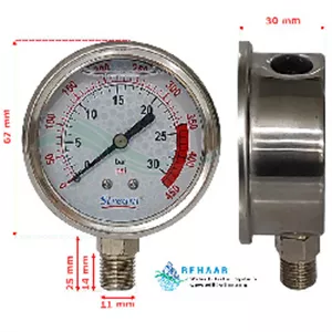 گیج فشار تصفیه آب استریم 30 Bar بزرگ مدل YNT-60