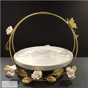 اسنک دیش گرد دسته دار فریم فلزی