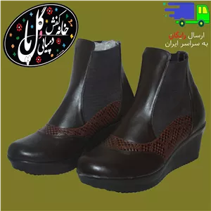 بوت زنانه لژدار پوست ماری مشکی