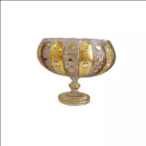 کاسه پرتقالی پایه دار  310 بوهمیا کریسنال طلایی