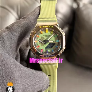 ساعت کاسیو جیشاک بند رابر سبز قاب مشکی صفحه سبز Casio g-shock GA-2100 021688