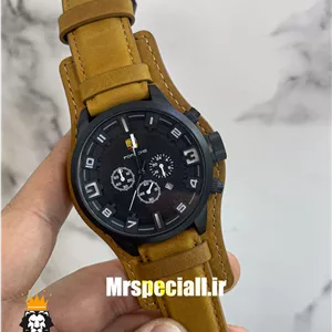 ساعت پورشه دیزاین مردانه کرنوگراف بند جیر کاراملی صفحه مشکی Porsche Design 021306