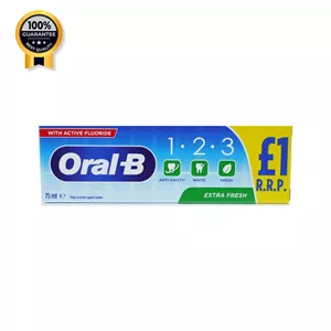 خمیردندان اکسترا فرش اورال بی Oralb اورجینال 123 Extra fresh حجم 75 میل