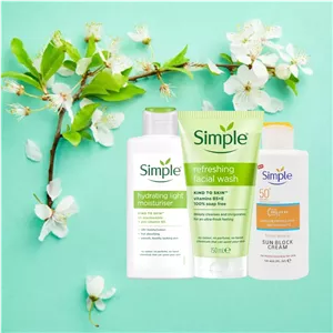 پک روتین پوست چرب سیمپل Simple اورجینال با ضد آفتاب بسته 3 عددی