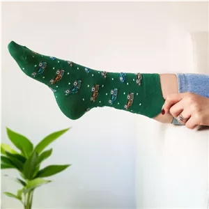 جوراب ساقدار نخ پنبه اسپرت ماشین سبز