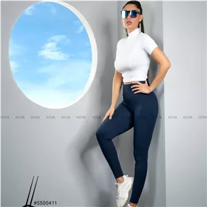 لگ کبریتی کمرگنی پارچه ترک هیوا سورمه ای تیره در 3 سایز