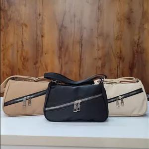 کیف دوشی دخترانه نانسی زیپ کج در سه رنگ مشکی و کرم تیره و کرم روشن