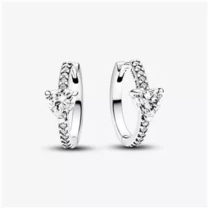گوشواره برند پاندورا حلقه ای قلب درخشان نقره