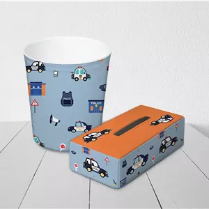 سطل زباله کودک و جادستمال طرح ماشین پلیس