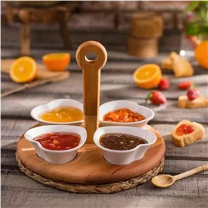 اردو خوری و رولت خوری  اردوخوری 4 پیاله سرامیکی استنددار مدل قلب RIVER ریور کد 5947 