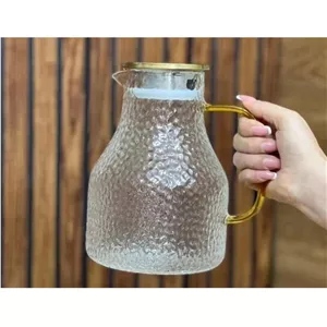 پارچ پیرکس وارداتی طرح برفکی با درب فیلتر دار طلایی