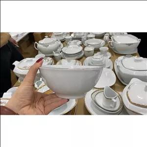 کاسه ابگوشت چینی پردیس سفیدلب طلا جهیزیه کادویی (پس کرایه)