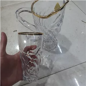 سرویس پارچ وولیوان کریستال لب طلای هلندی وارداتی 7پارچه مدل دنس