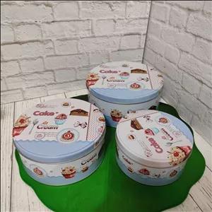 .جعبه فلزی گرد طرح کیک 3 سایز