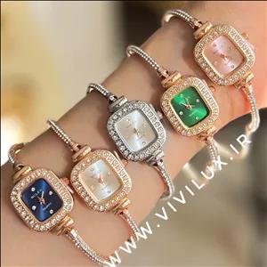 ساعت زنانه و دخترانه رولکس فول نگین مجلسی بند کراواتی آسانسوری خاص و لوکس