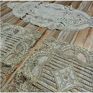 رومیزی سه تکه جلومبلی دانتل ومخمل محصول ترک نسکافه ای