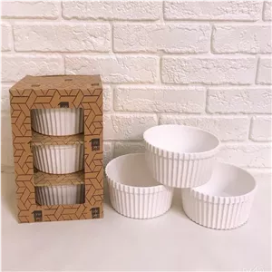 پیاله های 3 تایی سرامیکی سفید