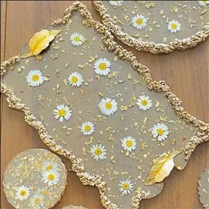 سینی بابونه همراه 6عدد زیر لیوانی