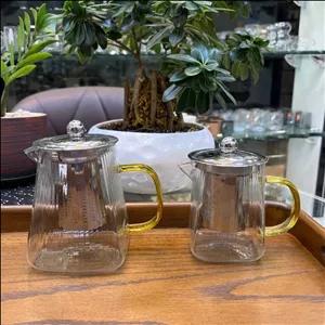 قوری پیرکس راه راه  دسته عسلی