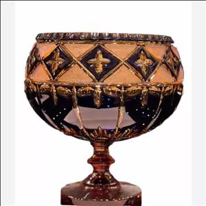 کاسه خمره ای 30 تمام کریستال کارمن سرمه ای عسلی