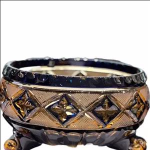 کاسه تمام کریستال سه پایه سرمه ای عسلی کارمن250