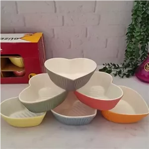کاسه (پیاله) ماست خوری مدل الماسی گوزل  قلبی رنگی 6 عددیGUZEL