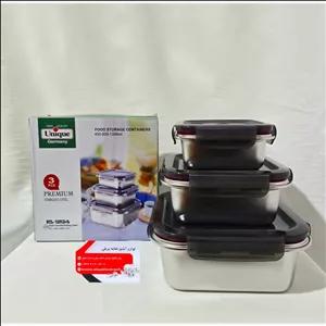 ظرف غذای استیل سه تیکه درب پلاستیکی واشردار  برند یونیک استیل خالص اهنربا نگیر ضدزنگ و سیاه شدن بدون ریختن مایعات