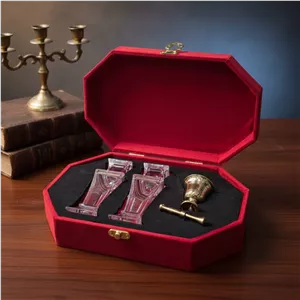 پک مخمل زعفران هشت ضلعی دو برلیان یک مثقال با هاونگ برنجی