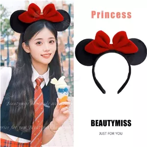 تل سر طرح میکی موس | تل فانتزی دخترانه با پاپیون قرمز دیزنی