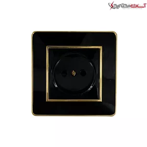 پریز بدون ارت جهان الکتریک مدل ویترا با قاب مشکی طلا