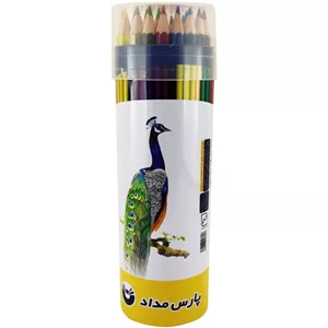 مداد رنگی 24 رنگ فلزی استوانه پارس مداد