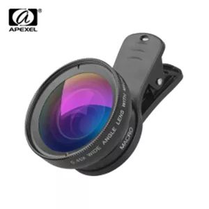 پک لنز واید و ماکرو 2 در 1 موبایل اپکسل APEXEL مدل APL-0.45WM با بزرگنمایی 0.45X و 12.5X