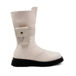بوت چرم کرمی نومینو مدل جیب بغل Nominoo leather boots