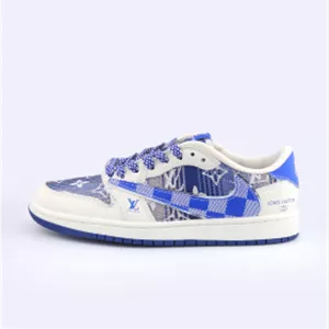 کفش کتانی نایکی ایر جردن 1 مدل Air Jordan 1 Low Louis Vuitton Custom Blue White
