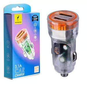 شارژر فندکی 15 وات دو پورت اسکای دلفین (SKYDOLPHIN) مدل SZ24