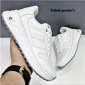 کفش طبی زنانه و پسرانه اکو زیره ژله ای رویه طرح چرم سفید طوسی تبریز پوش