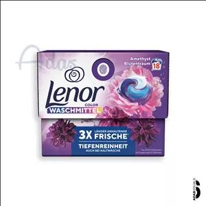 قرص ماشین لباسشویی 18 عددی لنور آلمان | مناسب لباس های رنگی با رایحه‌ گل‌های بنفش